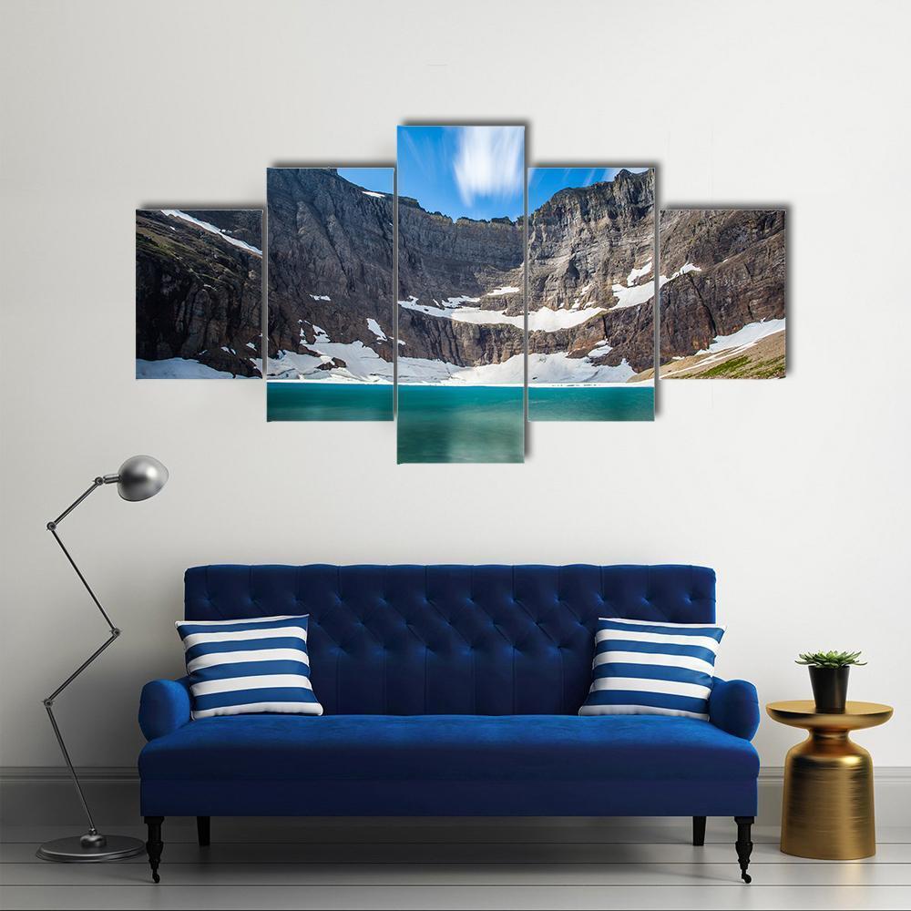 Iceberg Lake Canvas Wall Art-5 Star-Gallery Wrap-62" x 32"-Tiaracle