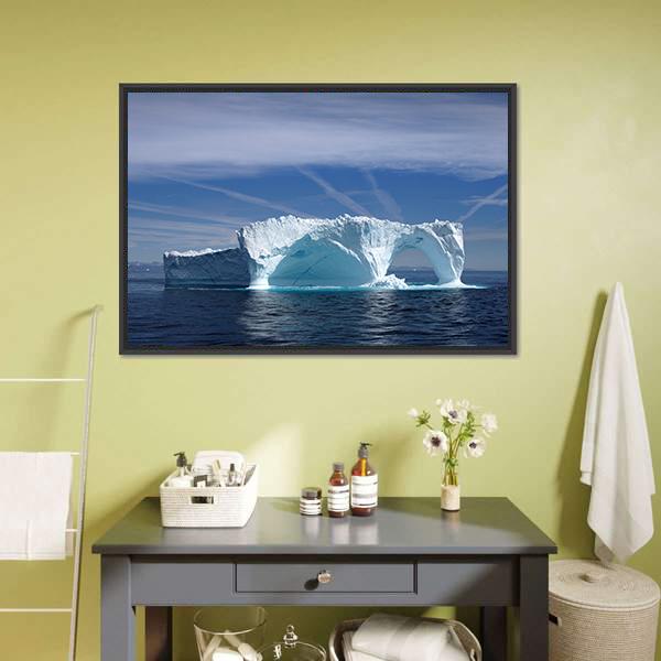 Iceberg Off The Coast Of Greenland Canvas Wall Art-1 Piece-Floating Frame-24" x 16"-Tiaracle