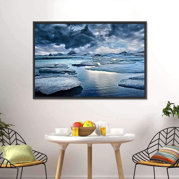 Icebergs At Jokulsarlon Glacial Lake Canvas Wall Art-3 Horizontal-Gallery Wrap-25" x 16"-Tiaracle