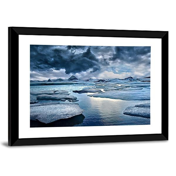 Icebergs At Jokulsarlon Glacial Lake Canvas Wall Art-3 Horizontal-Gallery Wrap-25" x 16"-Tiaracle