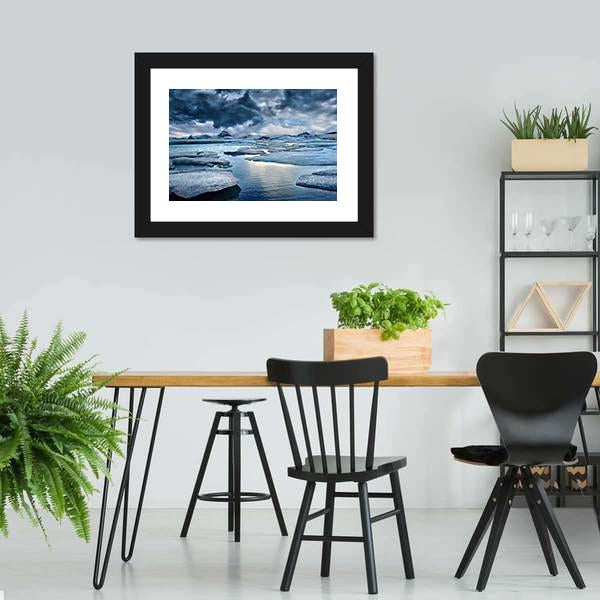 Icebergs At Jokulsarlon Glacial Lake Canvas Wall Art-3 Horizontal-Gallery Wrap-25" x 16"-Tiaracle