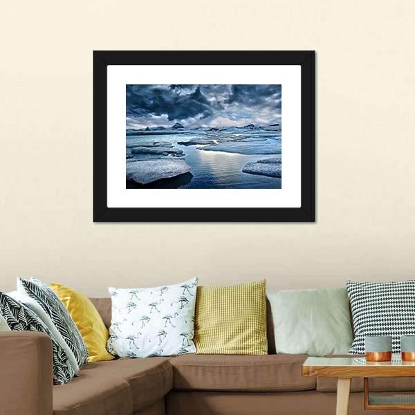Icebergs At Jokulsarlon Glacial Lake Canvas Wall Art-3 Horizontal-Gallery Wrap-25" x 16"-Tiaracle