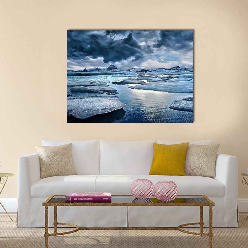 Icebergs At Jokulsarlon Glacial Lake Canvas Wall Art-4 Horizontal-Gallery Wrap-34" x 24"-Tiaracle