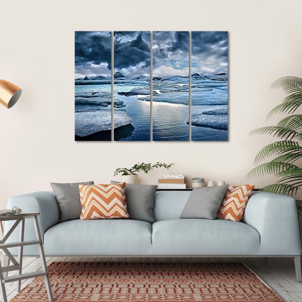 Icebergs At Jokulsarlon Glacial Lake Canvas Wall Art-4 Horizontal-Gallery Wrap-34" x 24"-Tiaracle