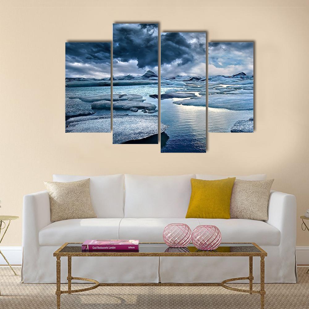 Icebergs At Jokulsarlon Glacial Lake Canvas Wall Art-4 Pop-Gallery Wrap-50" x 32"-Tiaracle
