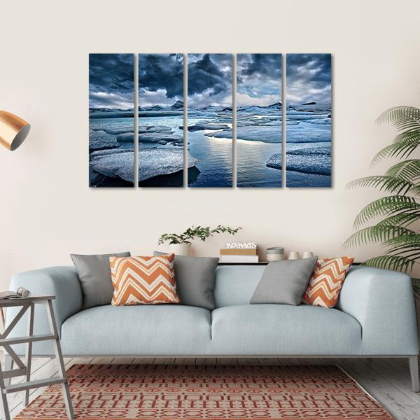 Icebergs At Jokulsarlon Glacial Lake Canvas Wall Art-5 Horizontal-Gallery Wrap-22" x 12"-Tiaracle