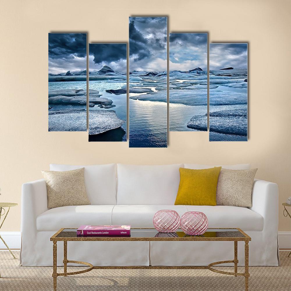 Icebergs At Jokulsarlon Glacial Lake Canvas Wall Art-5 Pop-Gallery Wrap-47" x 32"-Tiaracle