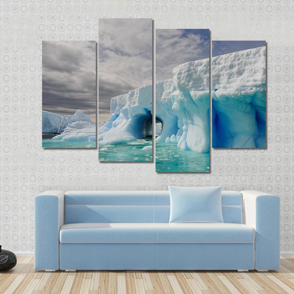 Icebergs In Antarctica Canvas Wall Art-5 Star-Gallery Wrap-62" x 32"-Tiaracle