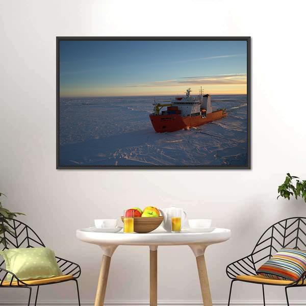 Icebreaker In Antarctic Canvas Wall Art-5 Horizontal-Gallery Wrap-22" x 12"-Tiaracle