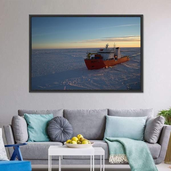 Icebreaker In Antarctic Canvas Wall Art-5 Horizontal-Gallery Wrap-22" x 12"-Tiaracle