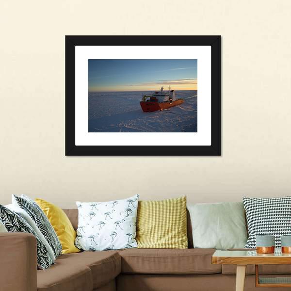 Icebreaker In Antarctic Canvas Wall Art-5 Horizontal-Gallery Wrap-22" x 12"-Tiaracle