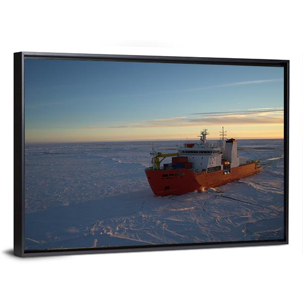 Icebreaker In Antarctic Canvas Wall Art-5 Horizontal-Gallery Wrap-22" x 12"-Tiaracle