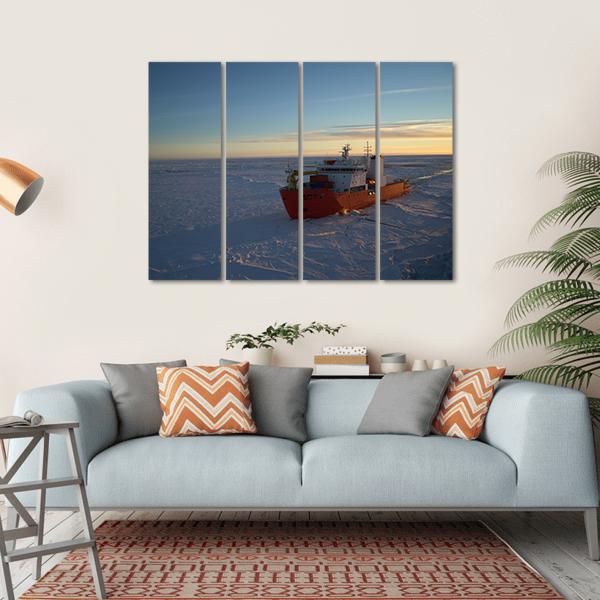 Icebreaker In Antarctic Canvas Wall Art-4 Horizontal-Gallery Wrap-34" x 24"-Tiaracle