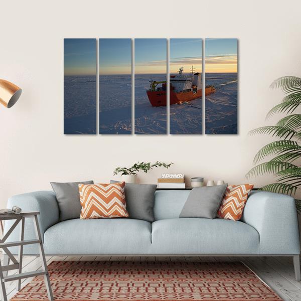 Icebreaker In Antarctic Canvas Wall Art-5 Horizontal-Gallery Wrap-22" x 12"-Tiaracle