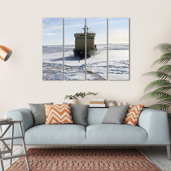 Icebreaker On Antarctica Canvas Wall Art-4 Horizontal-Gallery Wrap-34" x 24"-Tiaracle