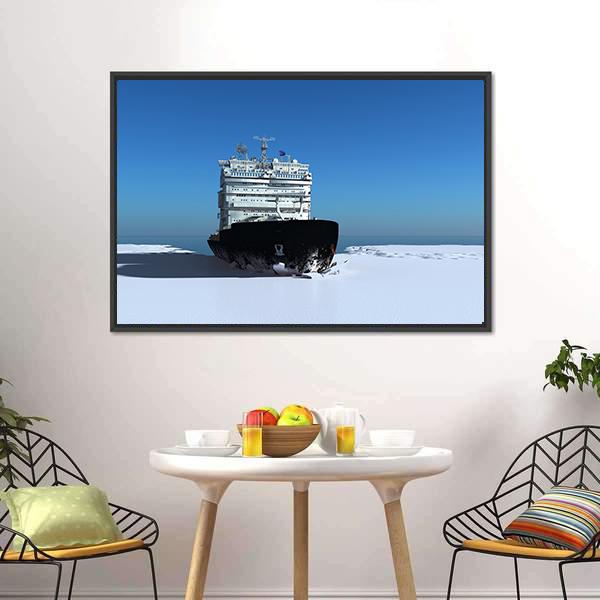 Icebreaker Ship On The Ice Canvas Wall Art-5 Horizontal-Gallery Wrap-22" x 12"-Tiaracle