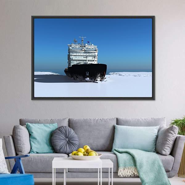 Icebreaker Ship On The Ice Canvas Wall Art-5 Horizontal-Gallery Wrap-22" x 12"-Tiaracle