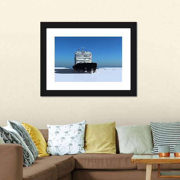 Icebreaker Ship On The Ice Canvas Wall Art-5 Horizontal-Gallery Wrap-22" x 12"-Tiaracle