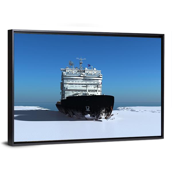 Icebreaker Ship On The Ice Canvas Wall Art-5 Horizontal-Gallery Wrap-22" x 12"-Tiaracle