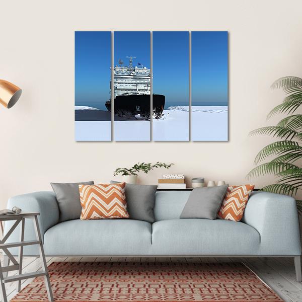 Icebreaker Ship On The Ice Canvas Wall Art-4 Horizontal-Gallery Wrap-34" x 24"-Tiaracle
