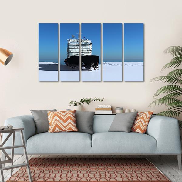 Icebreaker Ship On The Ice Canvas Wall Art-5 Horizontal-Gallery Wrap-22" x 12"-Tiaracle