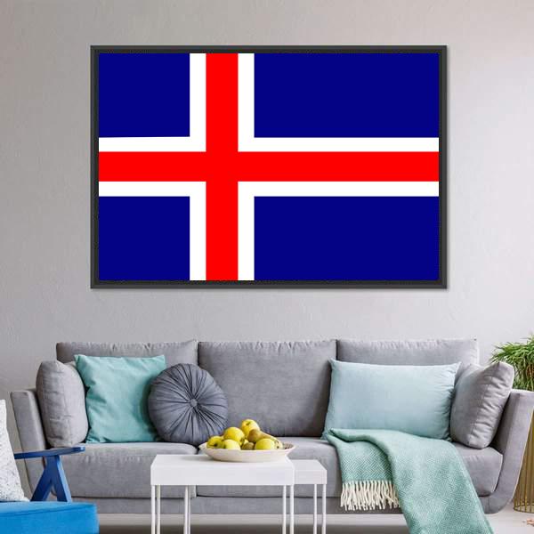 Iceland Flag Canvas Wall Art-5 Horizontal-Gallery Wrap-22" x 12"-Tiaracle