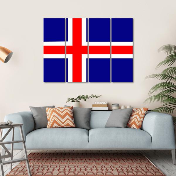 Iceland Flag Canvas Wall Art-4 Horizontal-Gallery Wrap-34" x 24"-Tiaracle