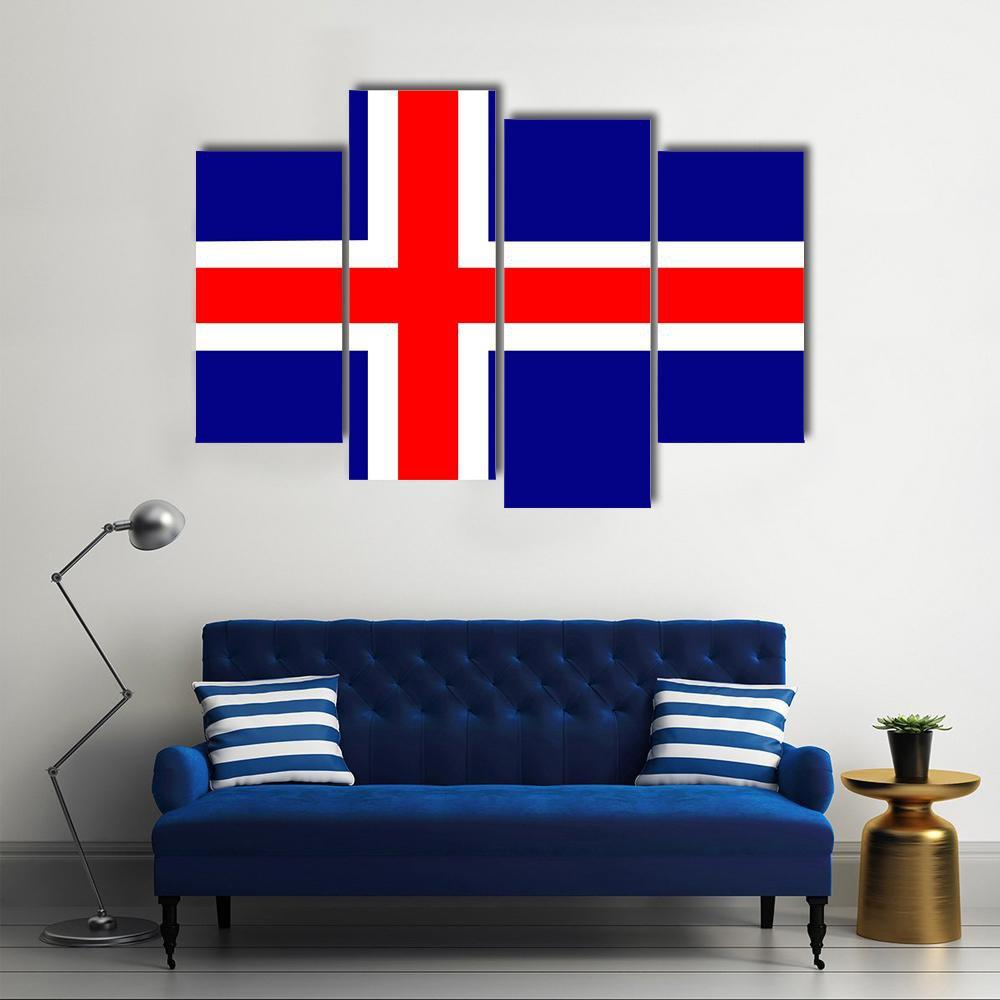 Iceland Flag Canvas Wall Art-4 Pop-Gallery Wrap-50" x 32"-Tiaracle