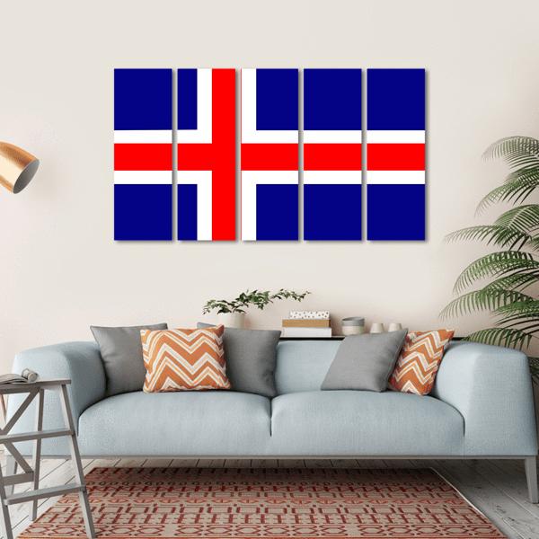 Iceland Flag Canvas Wall Art-5 Horizontal-Gallery Wrap-22" x 12"-Tiaracle