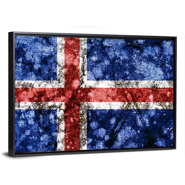 Iceland Grunge Flag Canvas Wall Art-3 Horizontal-Gallery Wrap-25" x 16"-Tiaracle