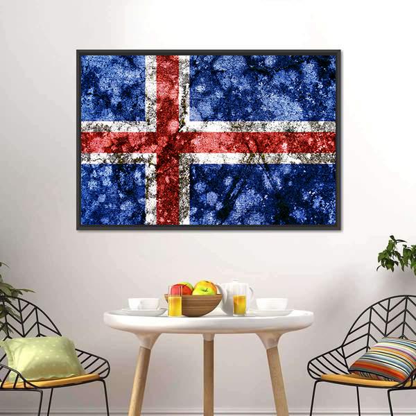 Iceland Grunge Flag Canvas Wall Art-3 Horizontal-Gallery Wrap-25" x 16"-Tiaracle