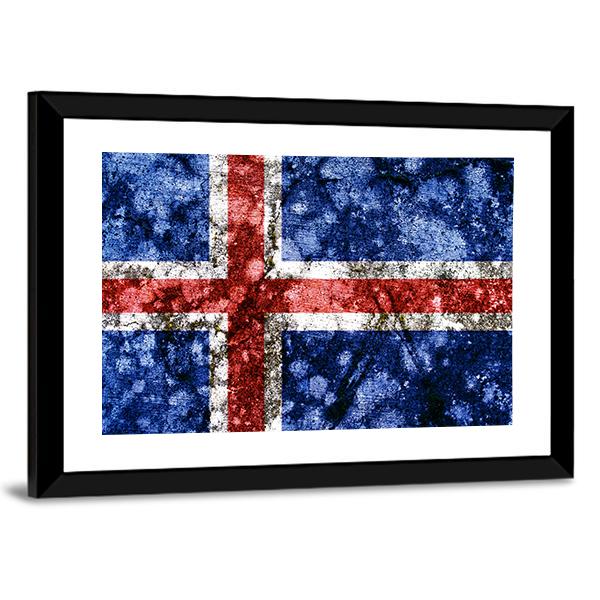 Iceland Grunge Flag Canvas Wall Art-3 Horizontal-Gallery Wrap-25" x 16"-Tiaracle