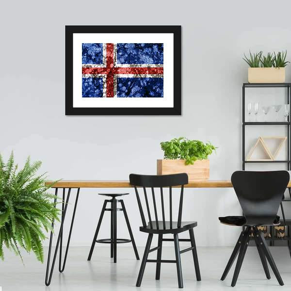 Iceland Grunge Flag Canvas Wall Art-3 Horizontal-Gallery Wrap-25" x 16"-Tiaracle