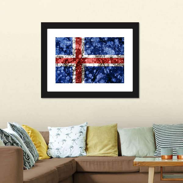 Iceland Grunge Flag Canvas Wall Art-3 Horizontal-Gallery Wrap-25" x 16"-Tiaracle