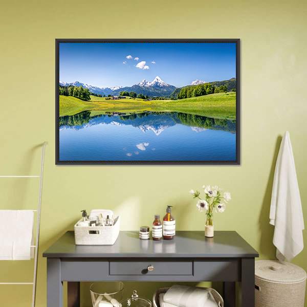 Idyllic Landscape In Summer Canvas Wall Art-1 Piece-Floating Frame-24" x 16"-Tiaracle