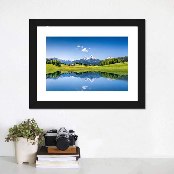 Idyllic Landscape In Summer Canvas Wall Art-1 Piece-Framed Print-20" x 16"-Tiaracle