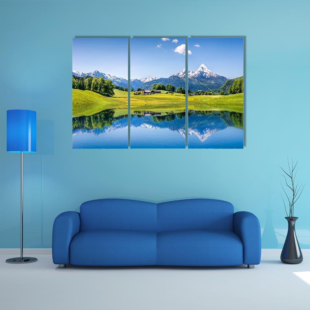 Idyllic Landscape In Summer Canvas Wall Art-3 Horizontal-Gallery Wrap-37" x 24"-Tiaracle