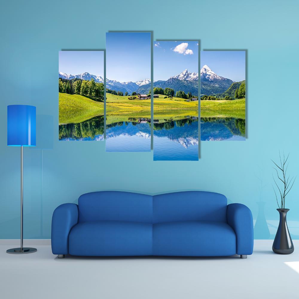 Idyllic Landscape In Summer Canvas Wall Art-4 Pop-Gallery Wrap-50" x 32"-Tiaracle