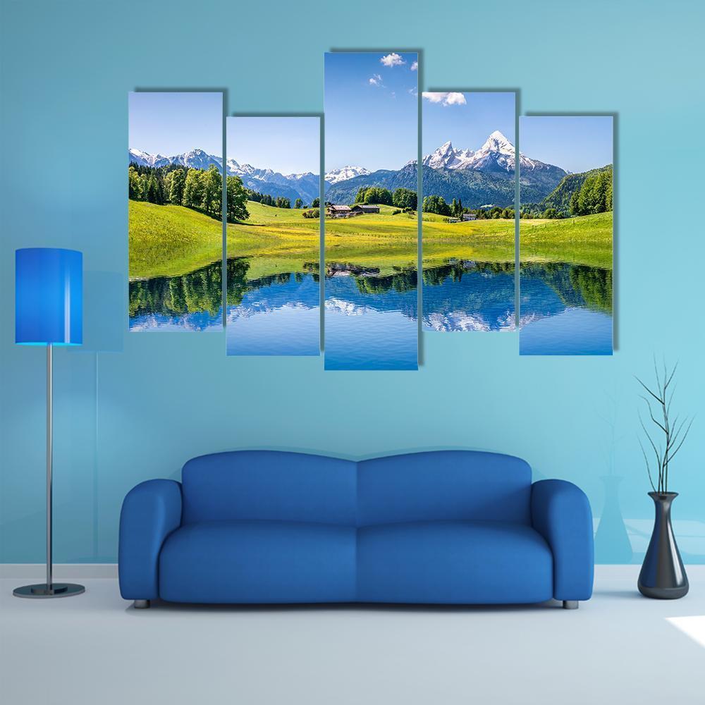 Idyllic Landscape In Summer Canvas Wall Art-5 Pop-Gallery Wrap-47" x 32"-Tiaracle