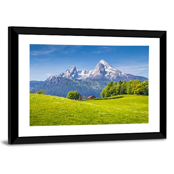 Idyllic Landscape In The Alps Canvas Wall Art-3 Horizontal-Gallery Wrap-25" x 16"-Tiaracle