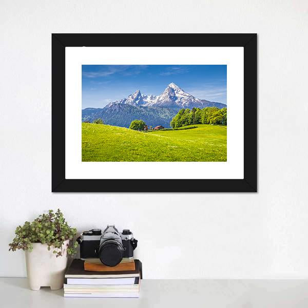 Idyllic Landscape In The Alps Canvas Wall Art-1 Piece-Framed Print-20" x 16"-Tiaracle