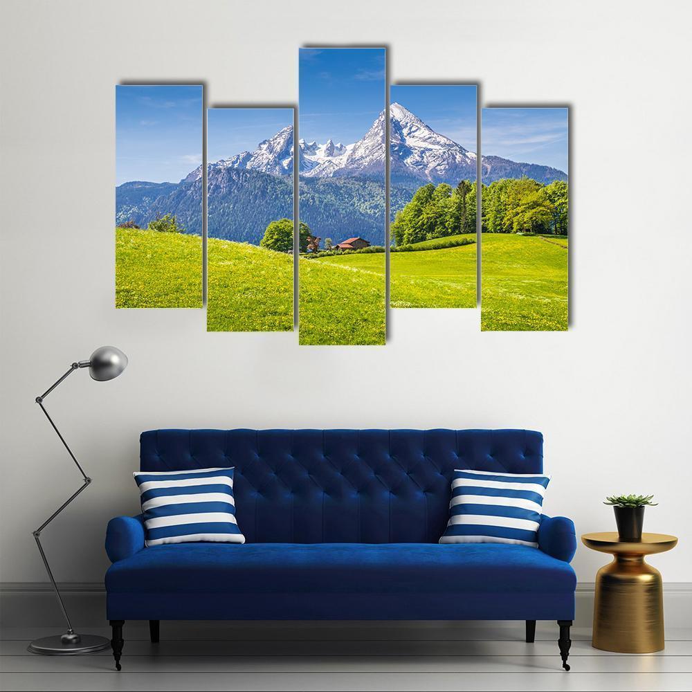 Idyllic Landscape In The Alps Canvas Wall Art-5 Pop-Gallery Wrap-47" x 32"-Tiaracle