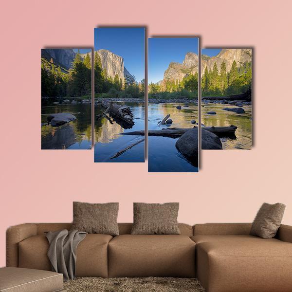 Idyllic Merced River Canvas Wall Art-4 Pop-Gallery Wrap-50" x 32"-Tiaracle