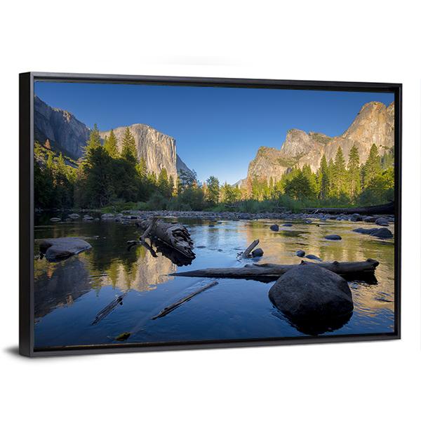 Idyllic Merced River Canvas Wall Art-3 Horizontal-Gallery Wrap-25" x 16"-Tiaracle