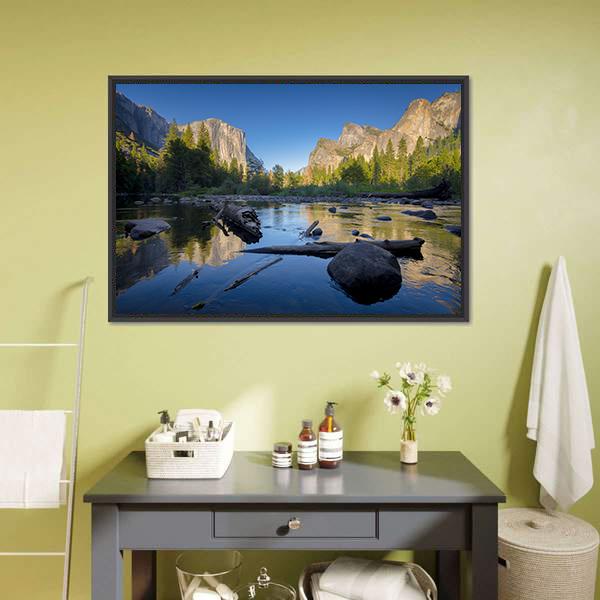 Idyllic Merced River Canvas Wall Art-3 Horizontal-Gallery Wrap-25" x 16"-Tiaracle