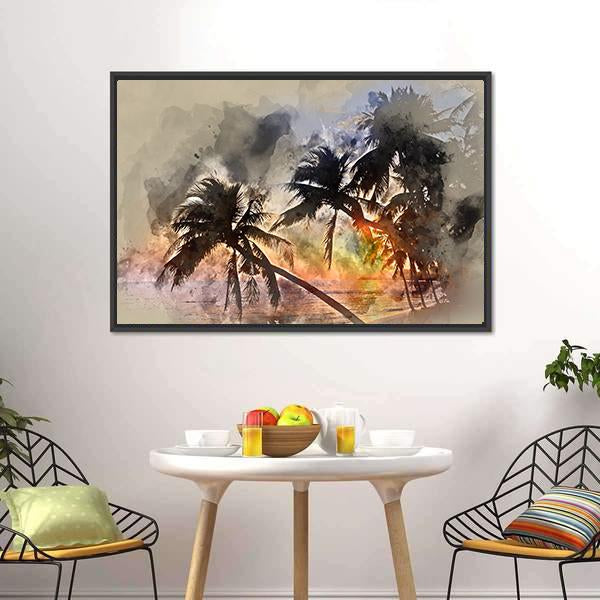 Idyllic Scene Of Palm Trees Canvas Wall Art-3 Horizontal-Gallery Wrap-25" x 16"-Tiaracle