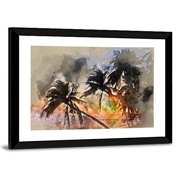 Idyllic Scene Of Palm Trees Canvas Wall Art-3 Horizontal-Gallery Wrap-25" x 16"-Tiaracle