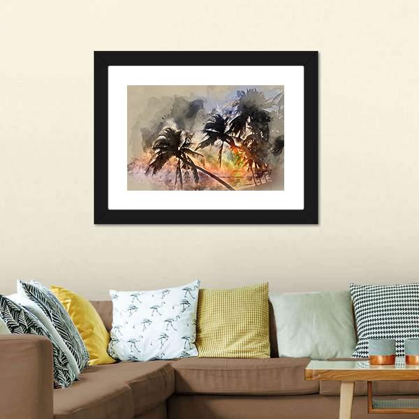 Idyllic Scene Of Palm Trees Canvas Wall Art-3 Horizontal-Gallery Wrap-25" x 16"-Tiaracle