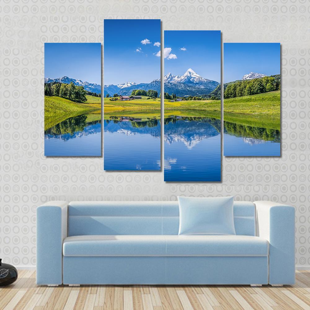 Idyllic Summer Landscape Canvas Wall Art-4 Pop-Gallery Wrap-50" x 32"-Tiaracle