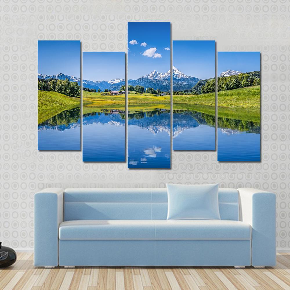 Idyllic Summer Landscape Canvas Wall Art-5 Pop-Gallery Wrap-47" x 32"-Tiaracle